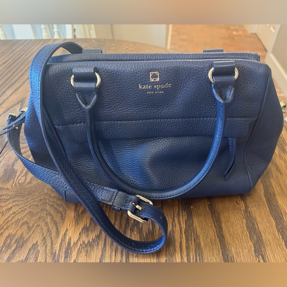 Kate Spade Grand Parker Shelby Satchel - Navy Pebbled Leather